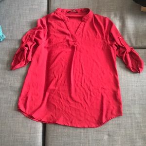 Red 3/4 length sleeve tunic